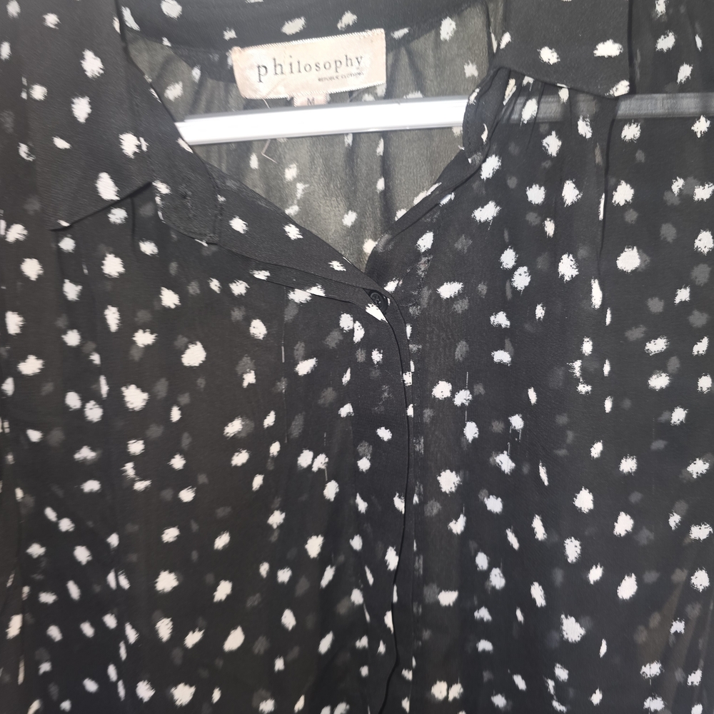 Philosophy Black and White Polka Dot Blouse
